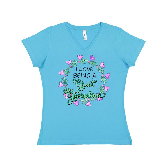 Inktastic I Love Being a Great Grandma- Circle of Hearts Women's V-Neck T-Shirt
