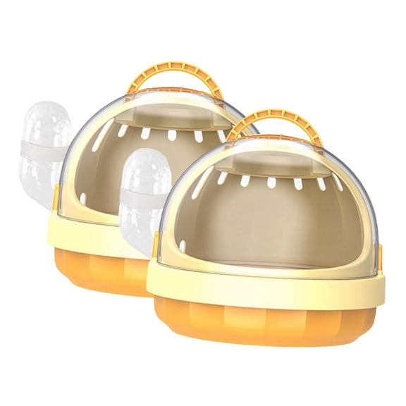Bvdfgk 2x Hamster Carrier Cage Chinchilla Cage Habitat Travel Small Animal Carry Case Yellow