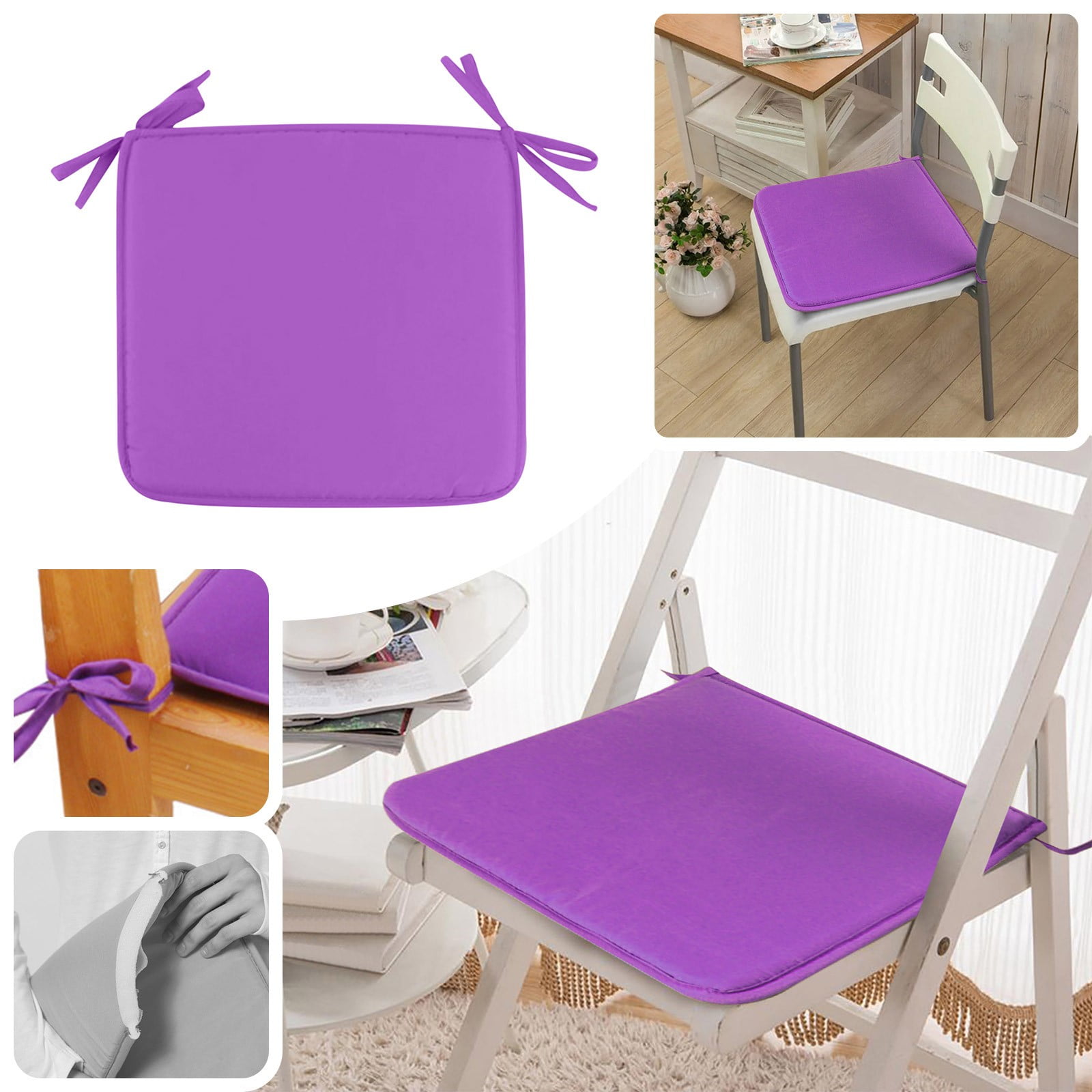 Back to School Savings! SRUILUO Indoor Outdoor Garden Patio Home Kitchen  Office Chair Seat Cushion Pads Dark Purple, 40 x 40cm