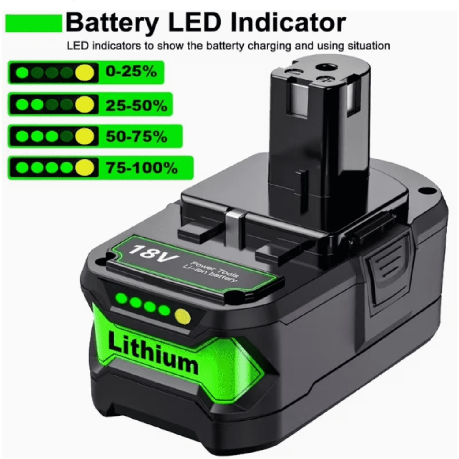 2Pack P108 18V 8.0Ah for Ryobi ONE Plus Battery Replacement P104 P122 cordless power tool Batteries