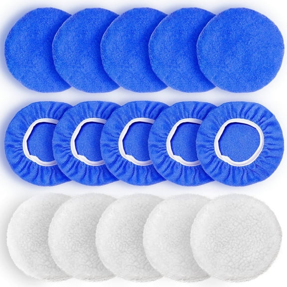 15Pcs 5 to 6 Inch Car Polishing Bonnet Buffing Pads 10*Microfiber 5*Woollen HOT