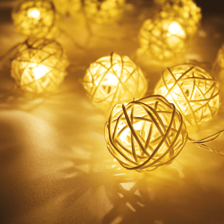 Torchstar 10ft 20 Leds String Lights Rattan Ball Led Decorative Torchstar 10ft 20 Leds String Lights Rattan Ball Led Decorative Light Decorations Christmas Warm White