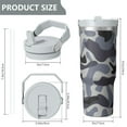 thumbnail image 4 of Camouflage 30oz Handheld Travel Tumbler with Handle – Double Wall Stainless Steel Insulated Cup, Flip Straw Lid, Leak-Proof & BPA-Free for Hot and Cold Drinks – Durable Coffee & Juice Mug White, 4 of 6