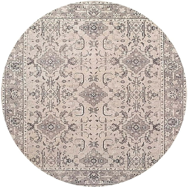 Ahgly Company Tapis d'Intérieur Rond Mi-Siècle Moderne Rose Violet Oriental, 6 Pieds Rond