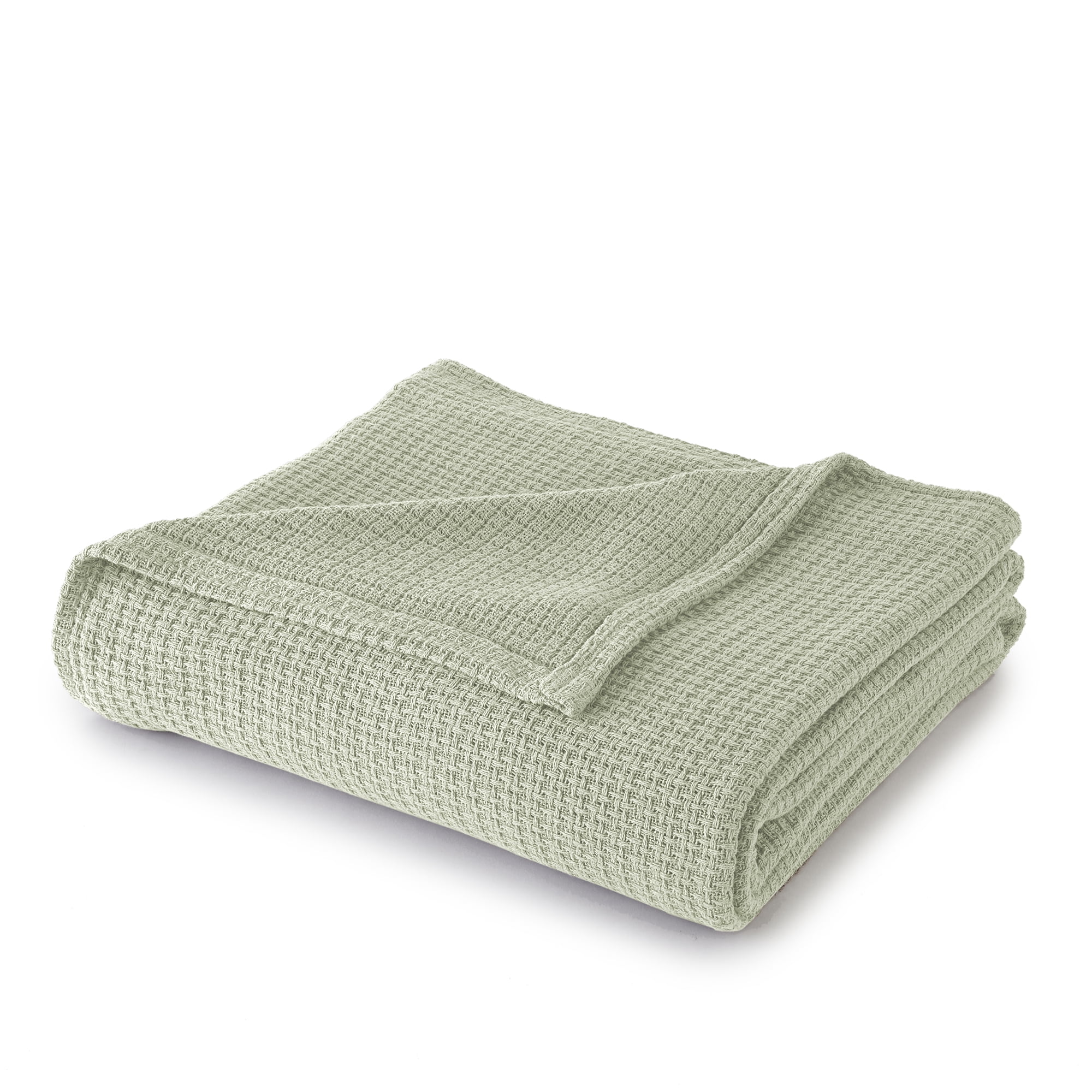 100% Cotton Blanket King Size Sage Soft Lightweight Breathable 108 x 90 inches