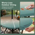 thumbnail image 5 of Round Outdoor Tablecloth with Umbrella Hole and Zipper, Green Brown Ombre Tablecloth with Elastic Waterproof, Modern Gradient Abstract Art Patio Table Covers for 31" - 35" Picnic Pool Tables, 5 of 9