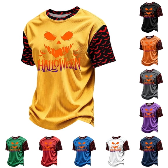 FYDUU Halloween T-Shirt for Boys Short Sleeve Tops Kids Graphic Printed Tee Shirt Round Neck Casual T Shirts Festive Holiday Party Top 2-3 Years