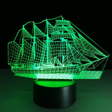 

Vikakiooze 2022 Clearance Sailboat 3D illusion LED Night Light 7 Color TouchSwitch Table Desk Lamp Gift