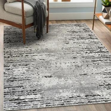 Luxe Weavers Minimalist Distressed Abstract Gray 8x10 Area Rug, Machine-Woven Carpet