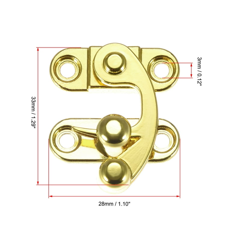 Uxcell Lock Clasp Right Latch Hook Hasp 1.3x1.1 inch Swing Arm Latch Gold Tone 5pcs, Size: Small