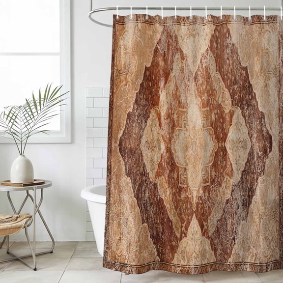 Beige Boho Waterproof Fabric Shower Curtain,Ethnic Modern Geometric Abstract Art Western Waterproof Fabric Shower Curtain for Bathroom Curtains Bathtubs Shower Curtains with 12 Hooks Stall 54x78in