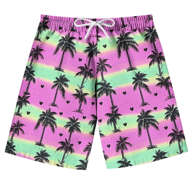Odeerbi 7-14 Años Niños Pantalones Cortos de Hawaiano Pantalones de Baño En Seco Rápido Pantalones Cortos de Tabla de Playa Pantalones Cortos de Natación Deportivos de Cintura Ajustable
