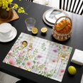 thumbnail image 3 of Pink Purple Flower Placemats Set of 4, Spring Country Floral Leaf Grey Plaid Placemats for Dining Table, Place Mats for Kitchen Tabletop, Waterproof Wipeable Dining Table Mats Set, 3 of 9
