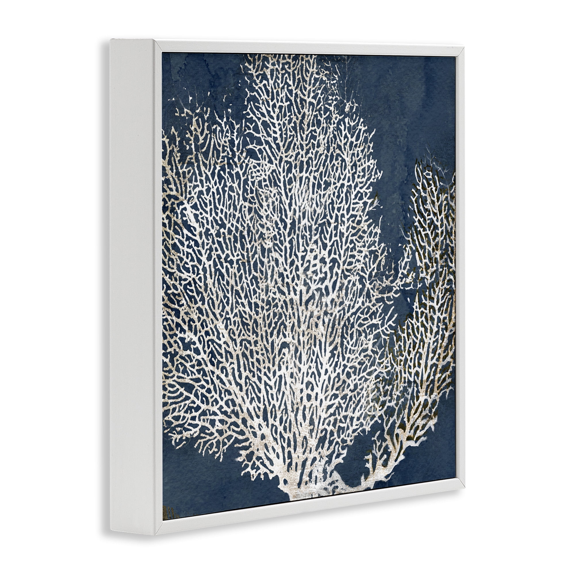 Stupell Industries Sea Coral Ocean Life Silhouette Nature Painting White Framed Art Print Wall Art, 24 x 24