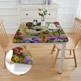 thumbnail image 2 of nygtbtfer Easter Rabbit Flower SquareFitted Tablecloth Elastic Edge  Oil-Proof Table Cover Stain-Resistant Table Cloth Fits Round Tables  white, 2 of 8