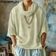 thumbnail image 2 of INCERUN Tops 2024 estilo coreano moda para hombres bufanda cuello apilado diseño camisetas casuales sólido manga tres cuartos camiseta S-5XL, 2 of 5