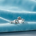 thumbnail image 3 of 925 Sterling Silver Claddagh Heart Women Finger Stackable Band Ring, Women Promise Love Ring, 3 of 5