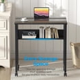 thumbnail image 5 of Folding Desk Small Rolling Desk with Storage Shelf,24.8 inch Foldable Computer Desk with Wheels for Small Space,Easy Assembly,Black, 5 of 16