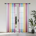 thumbnail image 4 of Rainbow Sheer Curtains 55x63 Inches | Colorful Rod Pocket Drapes | Semi-Sheer Polyester Voile for Bedroom, Living Room & Patio | Light Filtering Window Treatment, 4 of 6