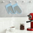 thumbnail image 3 of Soft Oven Mitts, Heat-Resistant Cooking Gloves, Thick Cotton Lining, Gripping for Baking, Grilling, 2Pcs Kitchen Mitts Blue 10.6x5.9inch, 3 of 6