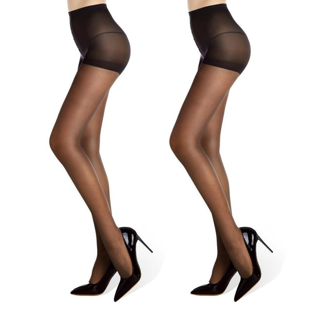 Collants Transparents Taille Haute pour Femmes - Lot de 2 Collants avec Soutien et Bouts Renforcés - Conception de Compression 20D pour Confort et Durabilité 2 Pcs
