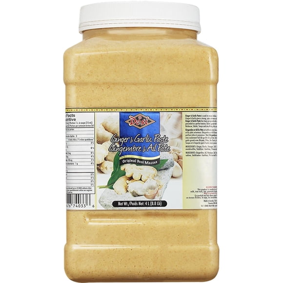 Desi - Pâte de Gingembre et d'Ail - 4 L - 1 Ct - Base à Double Saveur Traditionnelle et Aromatique (1 Ct)