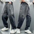 thumbnail image 2 of MKHSQHDG Jeans for Boys Distressed Boyfriend Jeans for Boys Ripped Denim Pants with Stretch Flex Fabric, Straight Fit 11-12 Years, 2 of 8