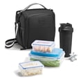 thumbnail image 1 of Fit & Fresh BREE FitPak Meal Prep Lunch Box with Containers, Ice Pack, and Shaker Bottle for Men and Women, 6pc. Meal Prep Kit Lunch Bag with Containers Included, Black, 1 of 6