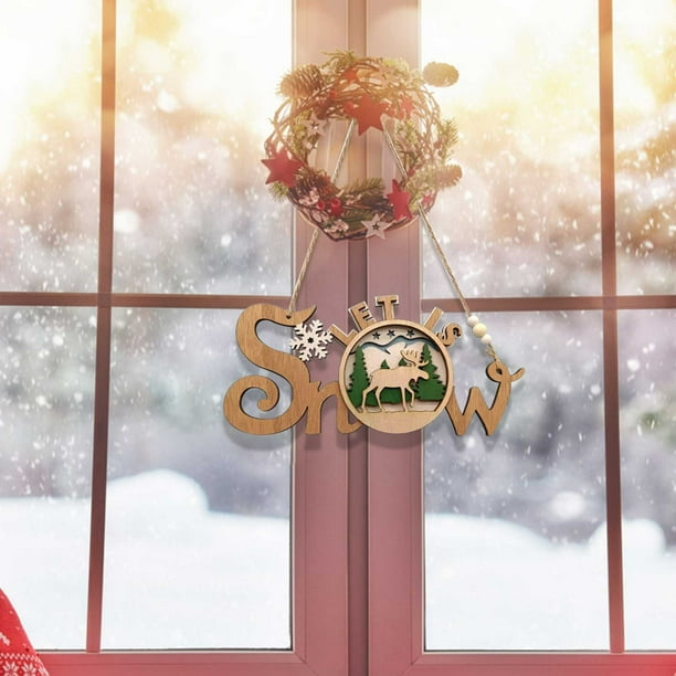 Decoraciones navideñas, adornos navideños, regalos navideños, decoraciones festivas para árboles de Navidad, adornos de letras del alfabeto de madera, colgante con número de puerta