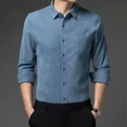 thumbnail image 3 of Camisas de hombre de pana azul lisas para hombre elegantes con cuello moda 2024 Asia original xxl tops casual normal hipster oferta, 3 of 5