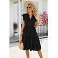 thumbnail image 4 of Womens Ruffle Summer Dress Short Sleeve V Neck Midi Dresses Fashion Casual Fit Flowy Tiered Boho Beach Vacation Sundress, 4 of 7