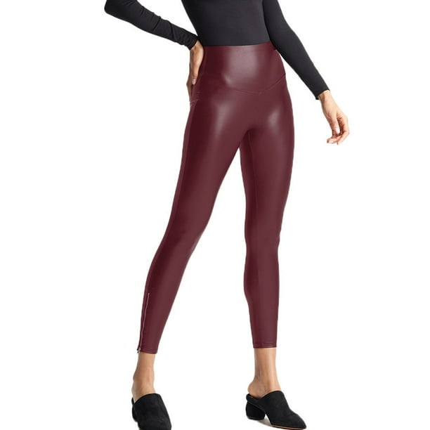 Yummie Faux Leather Shaping Legging with Side Zip YT2-444 