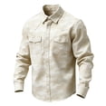 thumbnail image 3 of oelaio Mens Big and Tall Button Down Shirt Long Sleeve Fashion Camo Shirts Untucked Casual Dress Shirt with Pockets Beige XXXL, 3 of 4