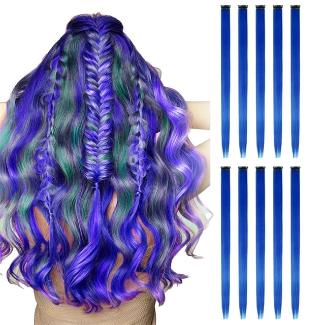 WIFKLSIIPG Extensions de Cheveux Colorées, Mèches de Fête Multicolores à Clipser en Cheveux Synthétiques
