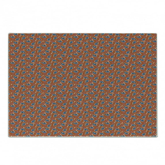 Brown Paisley Cutting Board, Repetitive Folk Fashion Print in Vibrant Colors, Decorative Tempered Glass Cutting and Serving Board, in 3 Sizes, by Ambesonne