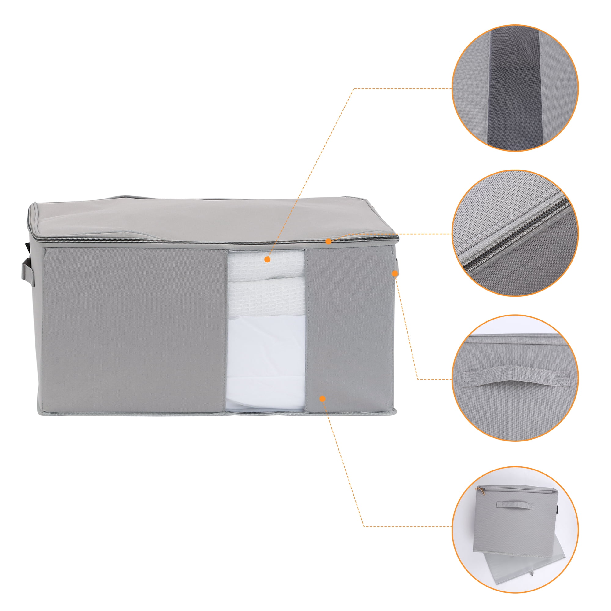 Unique Bargains Clothes Foldable Storage Bags for Closet Organizers Gray 14x11x7in