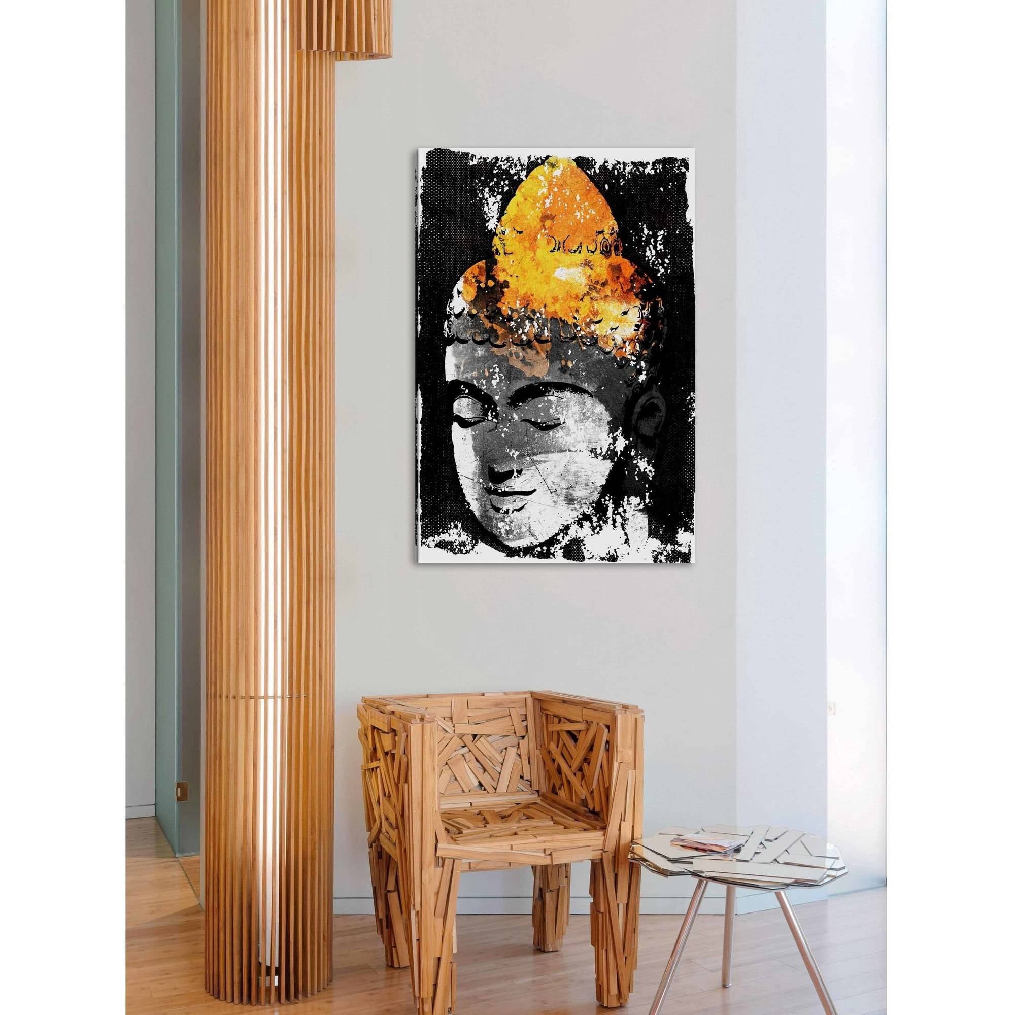 Marmont Hill "Buddha Black Gold" by Rick Martin Painting Print on Wrapped Canvas