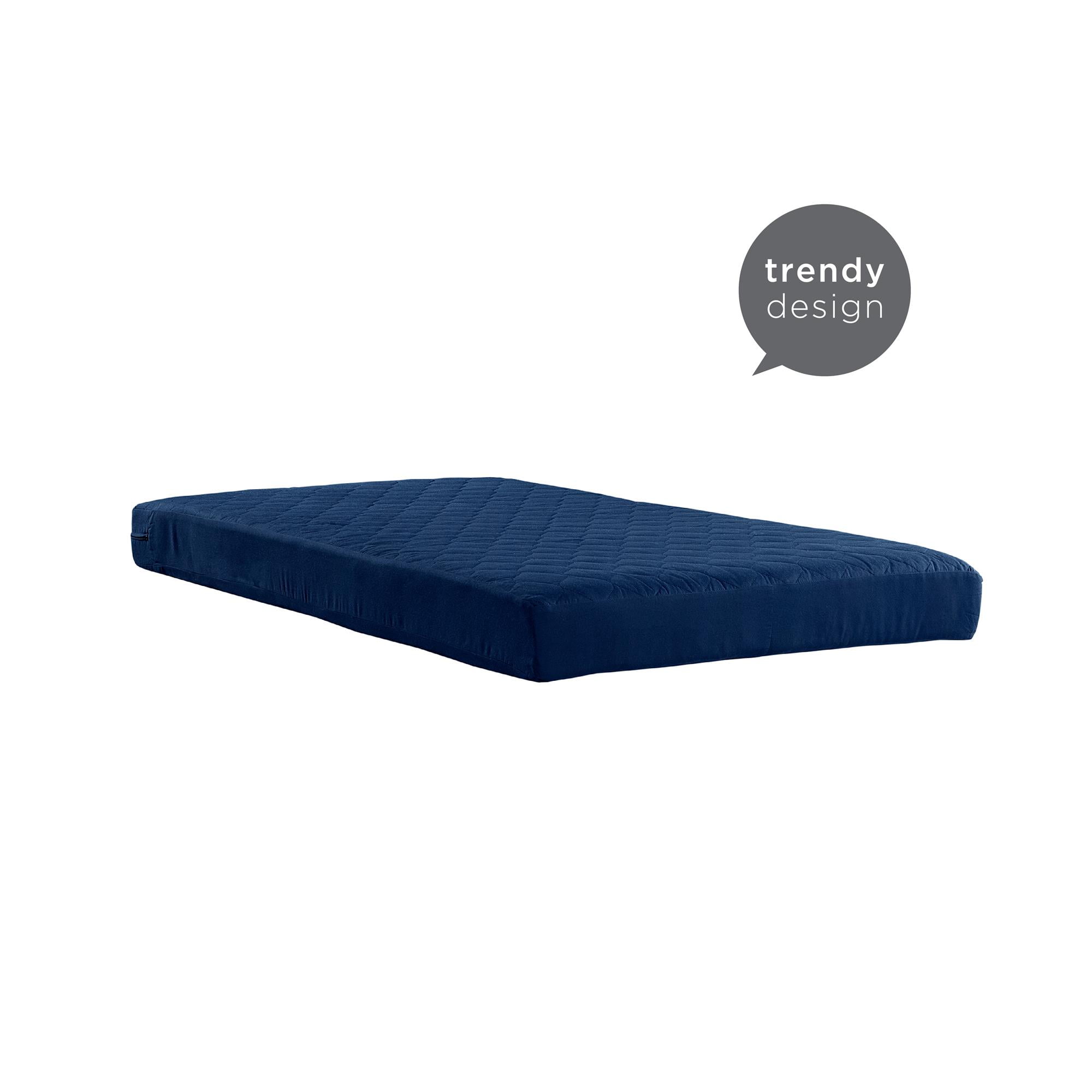Bunk Bed Mattress Full Size 6 Inch Navy Quilted Comfort Bedding Removable Cover 