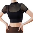 thumbnail image 1 of Blouses pour Femmes, Mode Décontractée, Maille Solide, Coussin de Poitrine Fixe, Sport, Yoga, Col Rond, Manches Courtes, 1 of 6