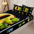 thumbnail image 3 of Homewish Kids Dinosaur Zipper Full Size Comforter Sets with Fitted Sheet and 2 Pillowcases for Boys Girls, Dino Letter O Zipper Bedding Set,4pcs, Black Reversible, 3 of 6