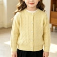 thumbnail image 5 of EnJoCho Toddler Girls Cardigan Sweater Crew Neck Hollowed School Unifor𝗆 Knit Sweaters Button Down Long Sleeve Knitted Tops Kids Girls Cable Knit Cardigan, 5 of 5