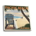 thumbnail image 1 of Pacific Beach, California, Adirondack Chair on the Beach (Absorbent Ceramic Coasters Set of 4 Matching Images, Cork Back, Kitchen Table Decor), 1 of 3