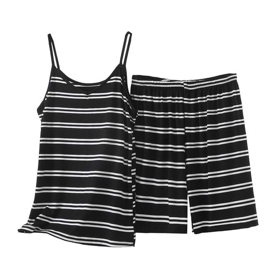 Enjoytime Two Piece Sets for Women Striped Short Sleeve Tank Tops with Shorts Sweatsuit Summer Casual Plus Size Outfits