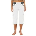 thumbnail image 3 of SNKSDGM Women's Plus Cargo Pants Women Stretchy Plus Size Womens Sweatpants Tall Summer Women Pocket Trousers Outdoor Casual Sports Cropped Pants Overalls Thin Loose Cargo Shorts A, 3 of 6