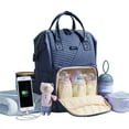 thumbnail image 6 of Sunveno Quilted Diaper Backpack Large Capacity Diaper Bag, Navy, 6 of 10