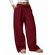 thumbnail image 3 of Pantalones Deportivos de Pierna para Mujer, Holgados, con Cordón, de Cintura Alta y Bolsillos Rojo L, 3 of 9