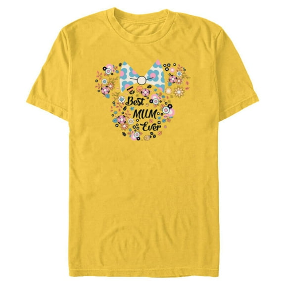 Disney Minnie Mouse Best Mum Ever Icon Flowers Mother’s Day - Short Sleeve Blended T-Shirt for Adults - Customized-Yellow