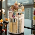 thumbnail image 3 of Caja de almacenamiento de herramientas de maquillaje transparente giratoria de 360 grados, organizador de cosméticos de gran capacidad, 3 of 7