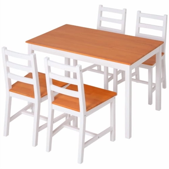 Cterwk Wood Tabletop Dining Table with 4 Pack Chair Set, Dining Table Chair Set for Dining Room, Living Room, White