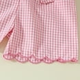 thumbnail image 7 of Sopiago Toddler Baby Girl Summer Outfit Bow Embroidery Short Sleeve T-Shirt Plaid Ruffle Shorts Set Little Girls Clothes 2-3 Years,Pink, 7 of 7